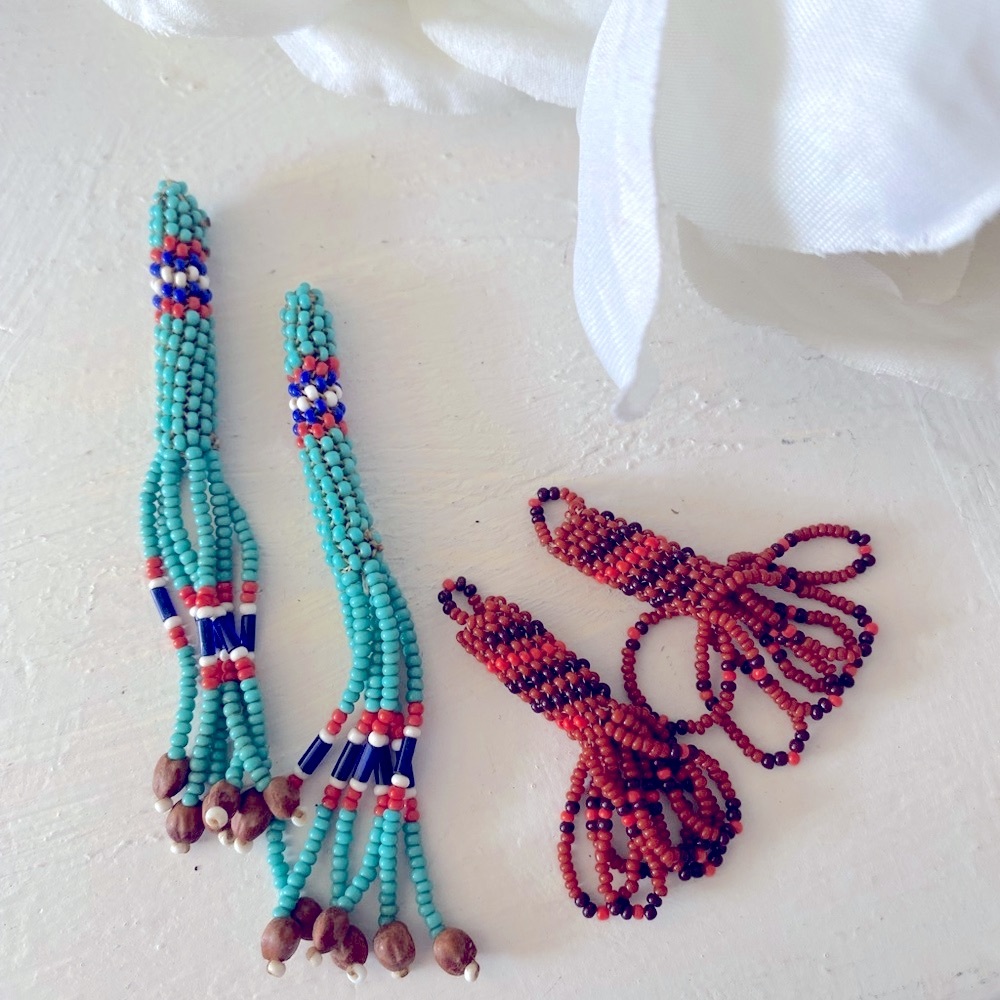 2 Pair Vintage Beaded Earrings - Need New Hooks!